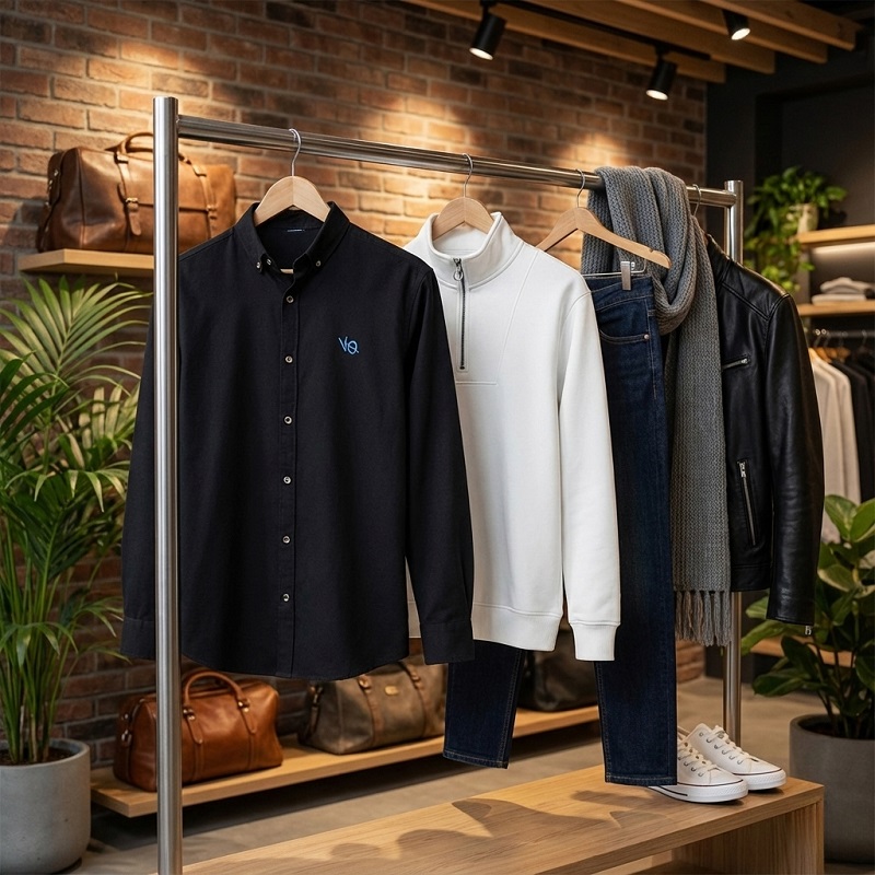 پکیج دورس مردانه نیم زیپ مدل Behbod-سفید پیراهن مردانه مشکی مدل VQ